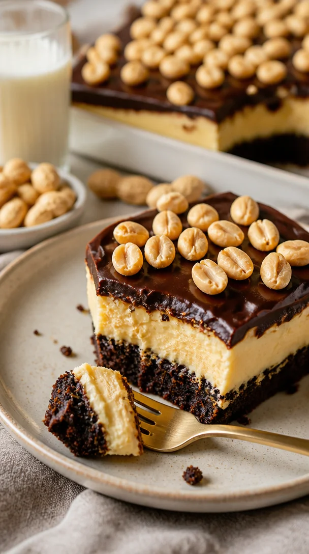 Buster Bar Dessert mit Schokolade und Erdnüssen, dekoriert mit Sahne