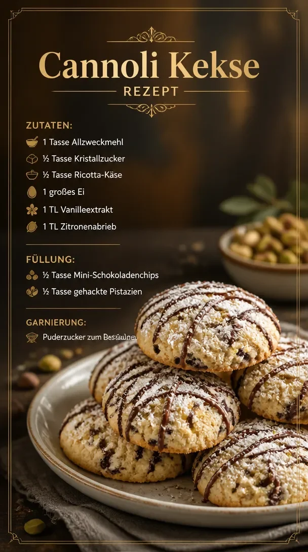 Leckere Cannoli-Kekse frisch gebacken mit cremiger Füllung.