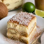 Dekadentes Coquito Tiramisu mit cremiger Schicht und Coquito-Aromen