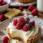 Dekadente weiße Schokoladenmousse-Tarteletts auf elegantem Teller