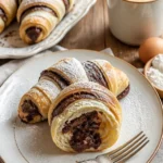 Leckere Blätterteig-Croissants mit Nutella auf einem Teller