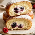 Einfache Himbeer-Bomboloncini - weiche italienische Donuts mit frischen Himbeeren