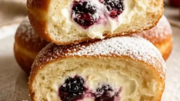 Einfache Himbeer-Bomboloncini - weiche italienische Donuts mit frischen Himbeeren