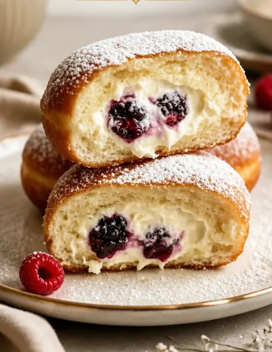 Einfache Himbeer-Bomboloncini - weiche italienische Donuts mit frischen Himbeeren