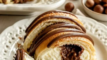 Leckere Nutella-Croissants frisch gebacken und serviert