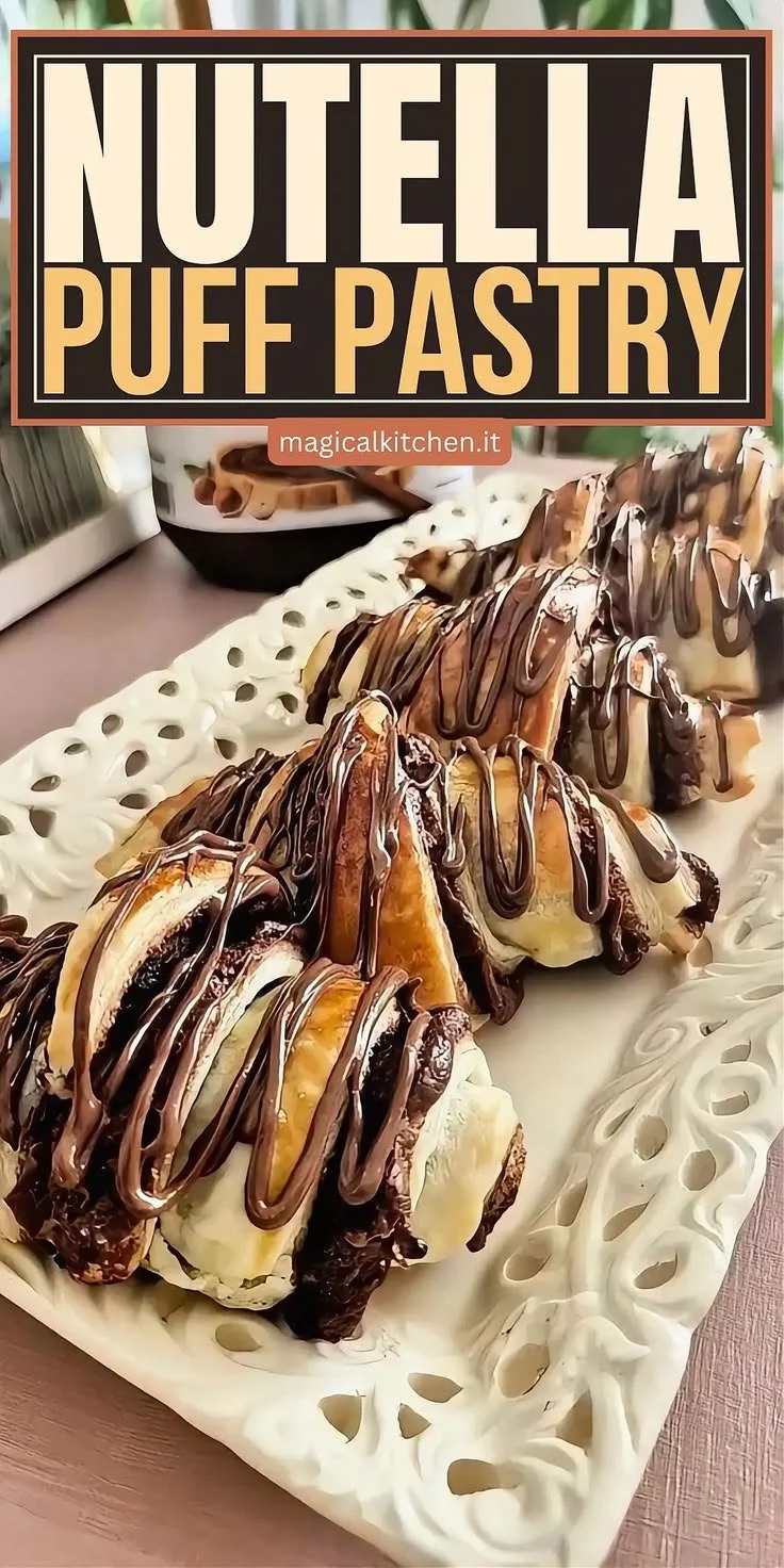 Leckere Nutella-Croissants frisch aus dem Ofen.