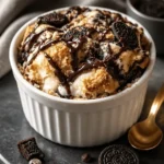 Leckeres Oreo Dump Cobbler auf einem Teller serviert