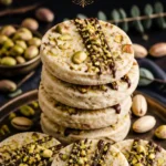 Einfache, klassische Pistazien-Shortbread-Kekse auf einem Teller