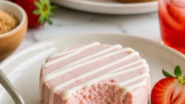 Leckere Erdbeer-Cheesecake-Shortcakes auf einem Teller