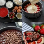 Leckerer Erdbeer Schoko Käsekuchen mit frischen Erdbeeren und Schokolade