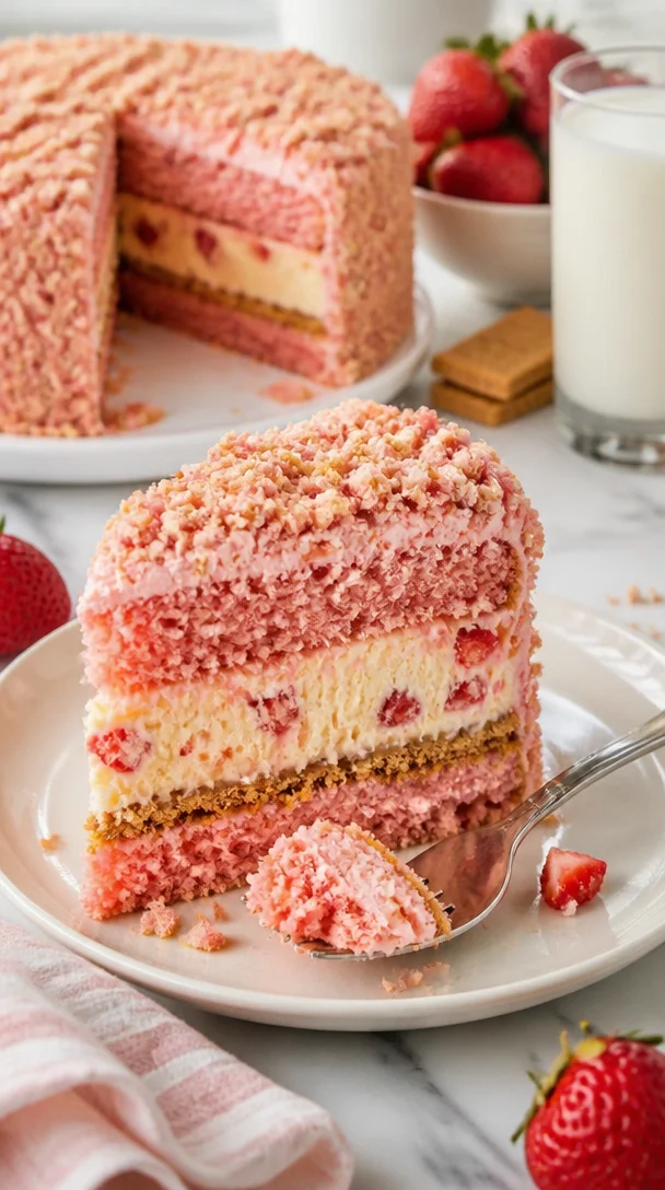 Erdbeer-Shortcake-Käsekuchen mit frischen Erdbeeren und einer cremigen Käsekuchenfüllung