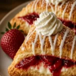 Erdbeerkäsekuchen-Taschen auf einem Teller serviert