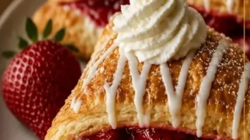 Erdbeerkäsekuchen-Taschen auf einem Teller serviert