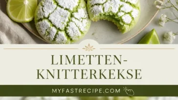 Erfreuliche Limetten-Crinkle-Cookies auf einem Teller, dekoriert mit Puderzucker.