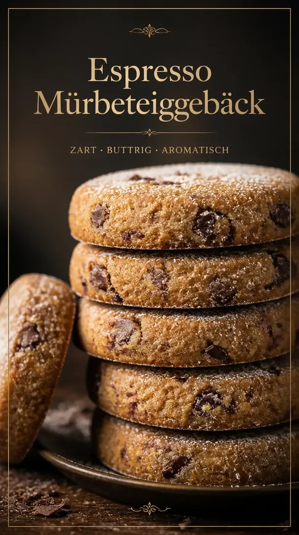 Leckere Espresso-Shortbread-Kekse auf einem weißen Teller