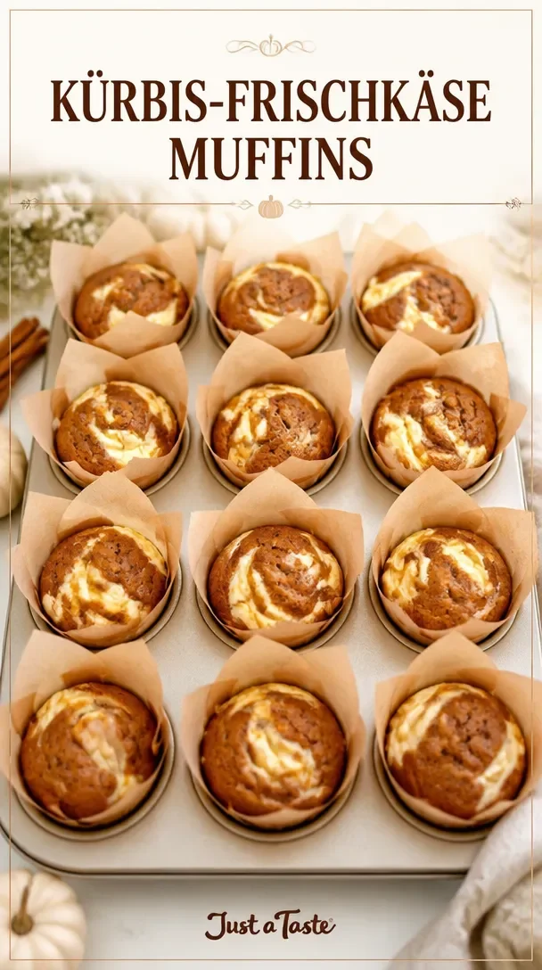 Feuchte Kürbis-Muffins mit Frischkäse auf einem Teller