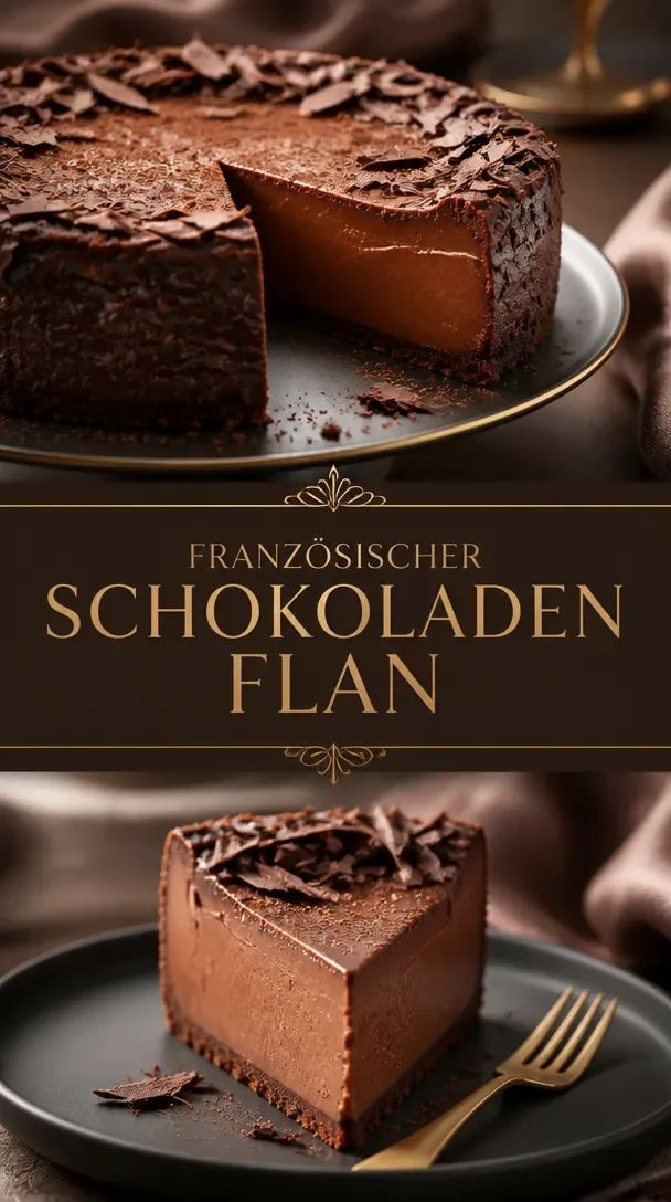 Französischer Schokoladenflan, ein köstlicher Schokoladenpuddingkuchen.