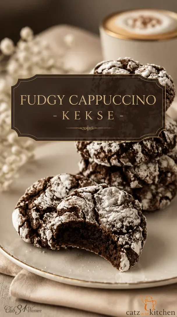 Fudgy Cappuccino Crinkles frisch gebacken mit Puderzucker bestäubt