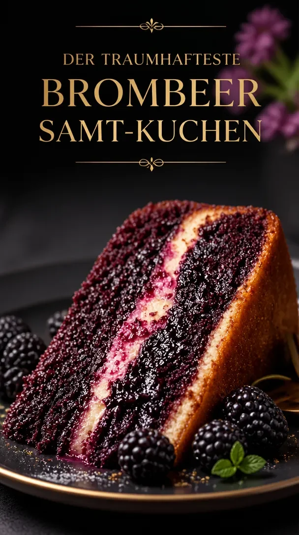 Brombeervelvetkuchen mit saftigen Brombeeren und cremiger Glasur