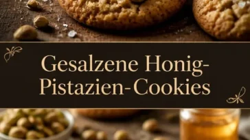 Leckere gesalzene Honig-Pistazienkekse auf einem Teller.