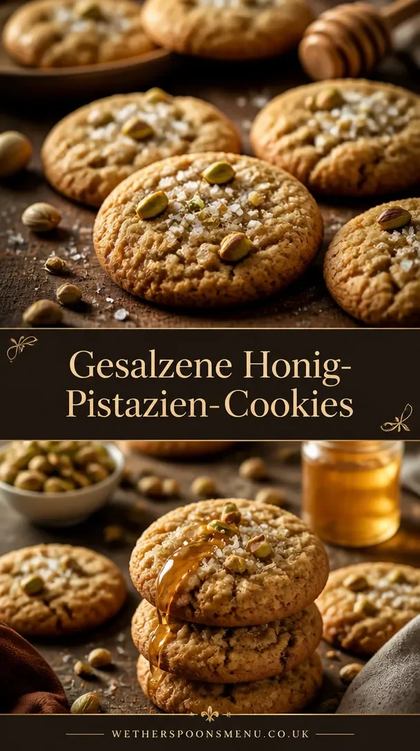 Leckere gesalzene Honig-Pistazienkekse auf einem Teller.