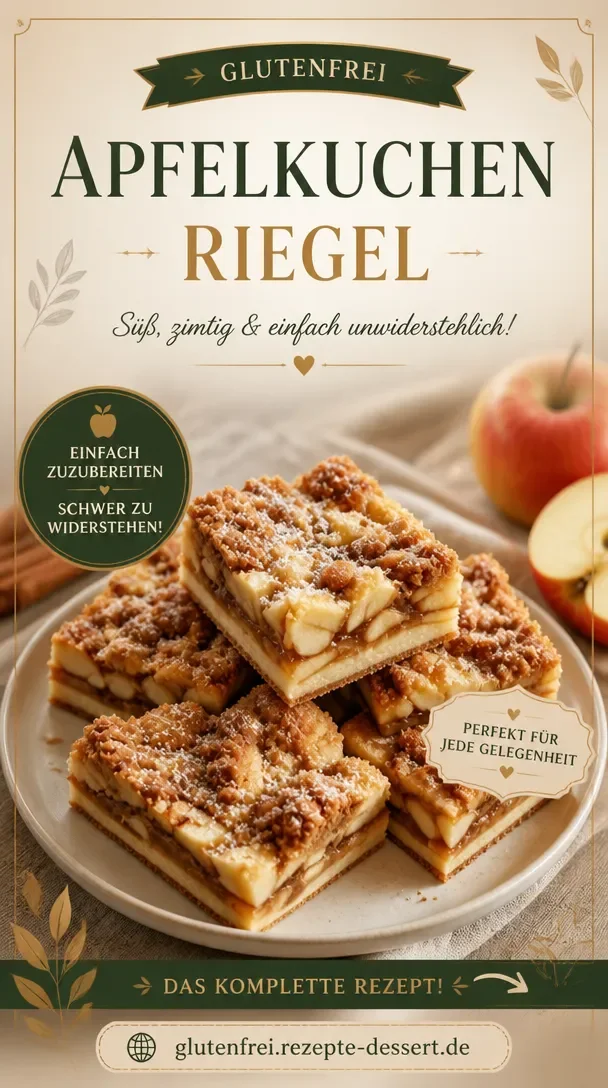 Glutenfreie Apfelkuchenriegel auf einem Teller, frisch gebacken und serviert.