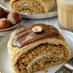 Haselnuss-Schnecken mit Orangenmarmelade und Nutella auf einem Teller