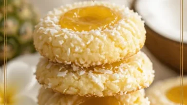 Hawaiianische Ananas-Kokos-Kekse frisch gebacken auf einem Teller