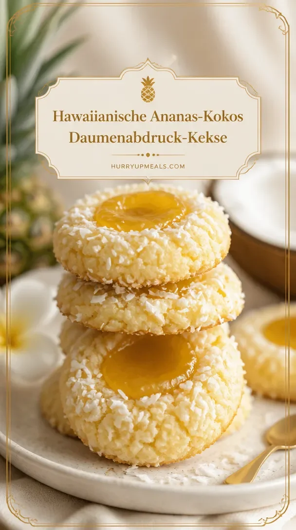 Hawaiianische Ananas-Kokos-Kekse frisch gebacken auf einem Teller