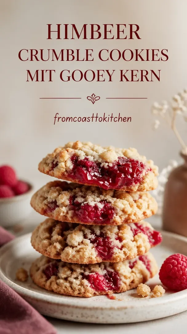 HIMBEER-CRUMBLE-COOKIES mit Himbeeren und knuspriger Streuselschicht