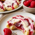 Himbeer-Käsekekse mit frischen Himbeeren und Käsefüllung