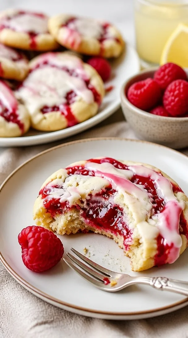 Himbeer-Käsekekse mit frischen Himbeeren und Käsefüllung