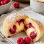 Himbeerpuddingbrötchen frisch aus dem Ofen, dekorativ angerichtet