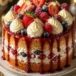 Himmlische Beeren-Trifle-Torte mit frischen Beeren und cremigen Schichten