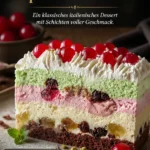 Italienischer Spumoni-Kuchen mit Schokolade, Vanille und Pistazien