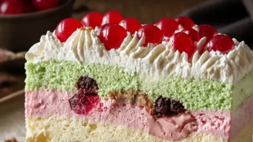 Italienischer Spumoni-Kuchen mit Schokolade, Vanille und Pistazien
