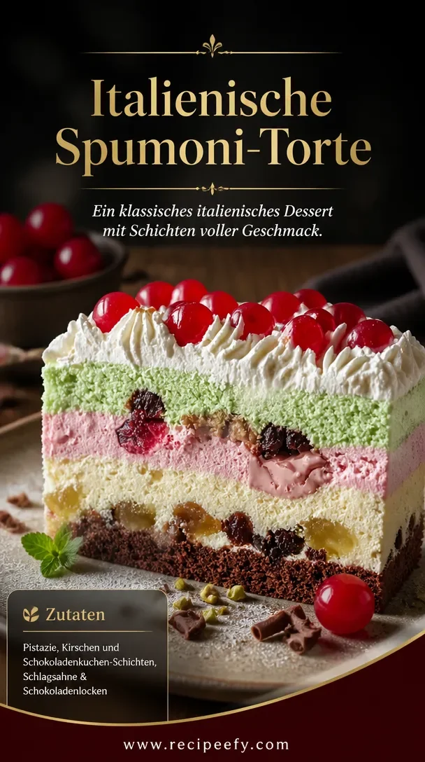Italienischer Spumoni-Kuchen mit Schokolade, Vanille und Pistazien