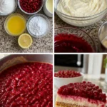 Johannisbeer No-Bake-Kuchen mit frischen roten Johannisbeeren