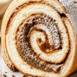 Karamell-Schokoladen-Creme-Roll auf einem Teller dekoriert