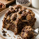 Kekse und Sahne Bananenbrot auf einem Teller serviert