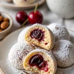Leckere Kirsch-Schneeball-Kekse mit frischen Kirschen und glutenfreien Zutaten.