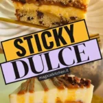 Klebriger Pekannusskuchen mit Dulce de Leche auf einem Teller