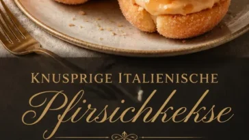 Knusprige italienische Pfirsichkekse auf einem Teller