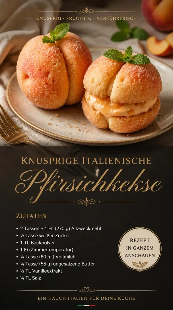 Knusprige italienische Pfirsichkekse auf einem Teller