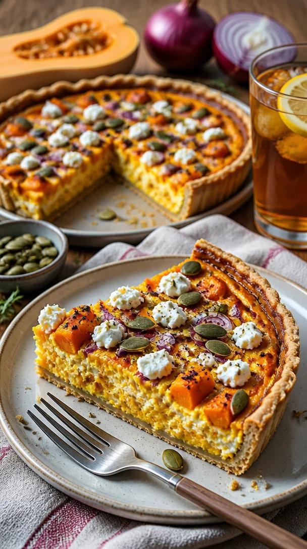 Kürbis-Quiche mit Feta, ein herbstliches Rezept