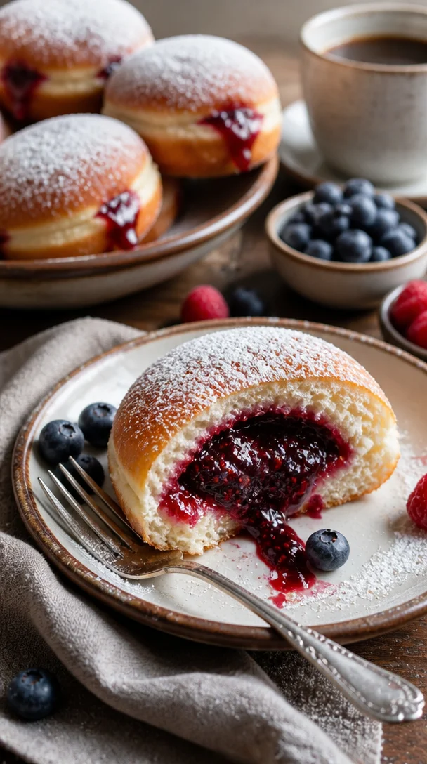 Leckere hausgemachte Marmeladen-Donut-Focaccia, frisch gebacken mit fruchtiger Marmelade