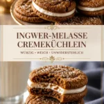 Leckere Melasse-Cremekeks auf einem Tisch mit Tasse Tee
