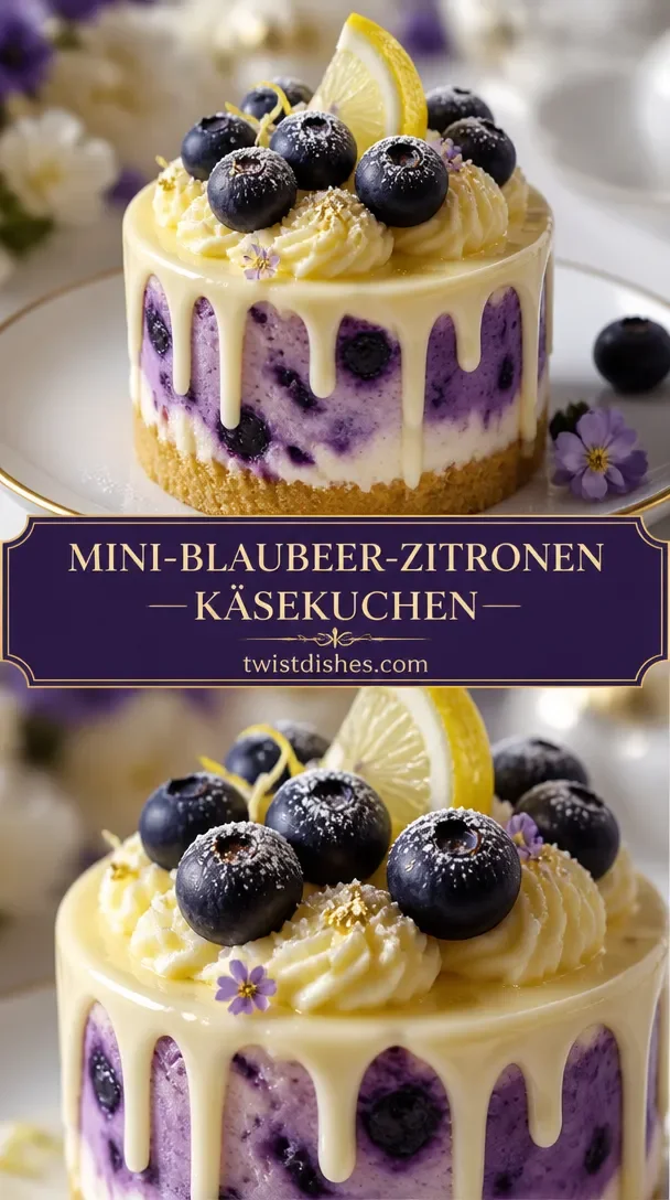 Mini Heidelbeer-Zitronen-Käsekuchen mit frischen Heidelbeeren und Zitronengeschmack