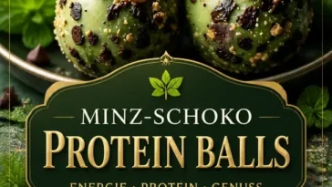 Minz-Schokoladenstückchen Proteinbällchen als gesunde No-Bake Energiebisschen