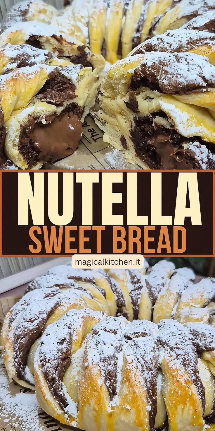 Leckere Nutella Brotrolle mit Schokolade und frischem Brot